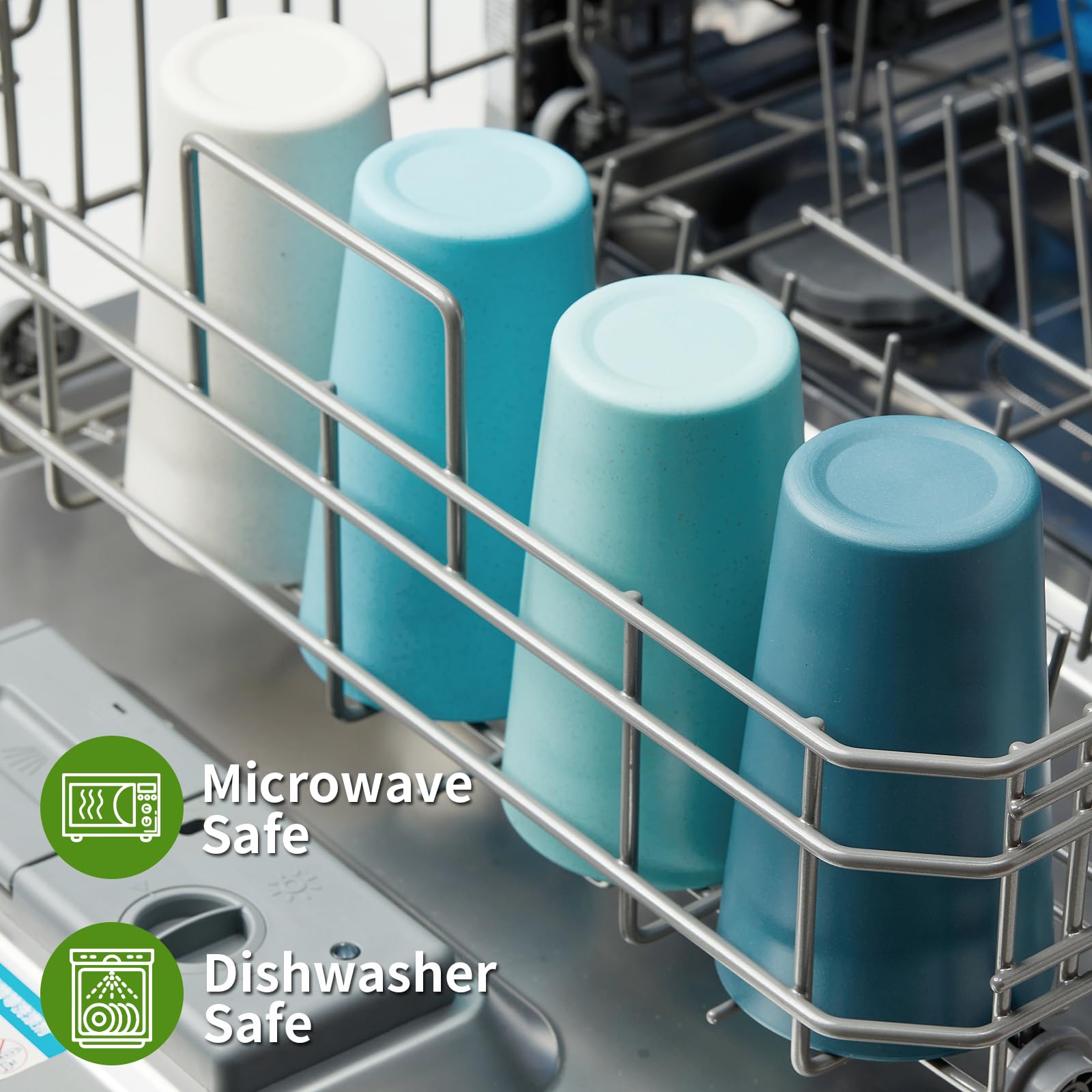 Hlukana wheat straw cups stackable design for tidy kitchen storage.