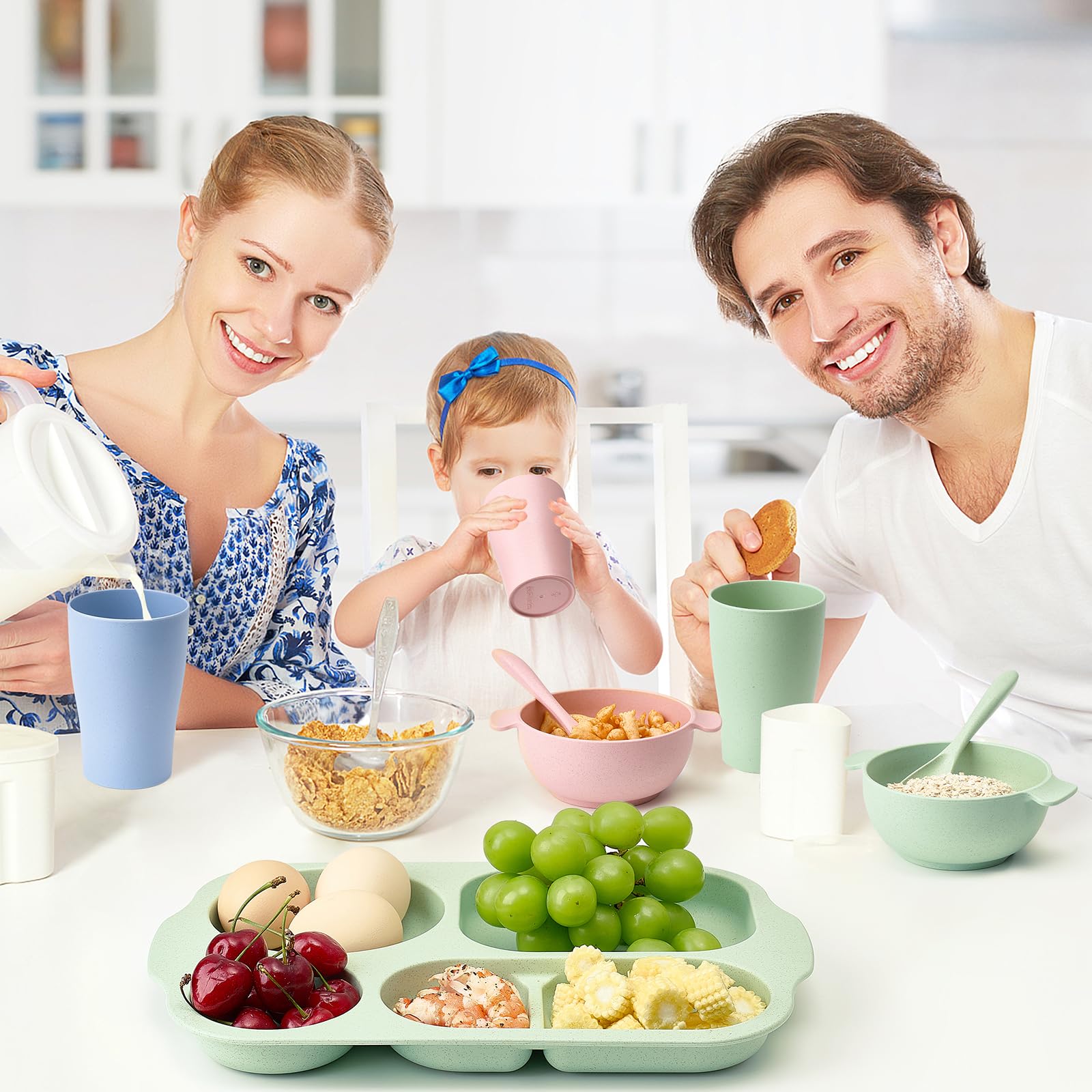 Hlukana kids bowls in pink, perfect for kids meals and easy to grip.