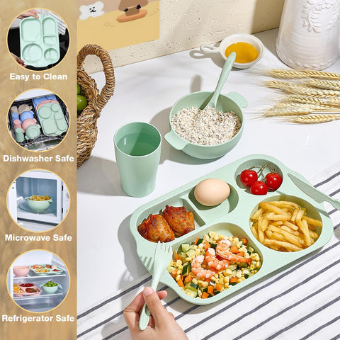 Hlukana knives in green, smooth edges designed for safe use.