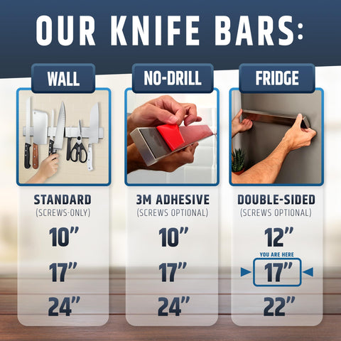 HMmagnets double-sided magnetic holder keeps knives within reach