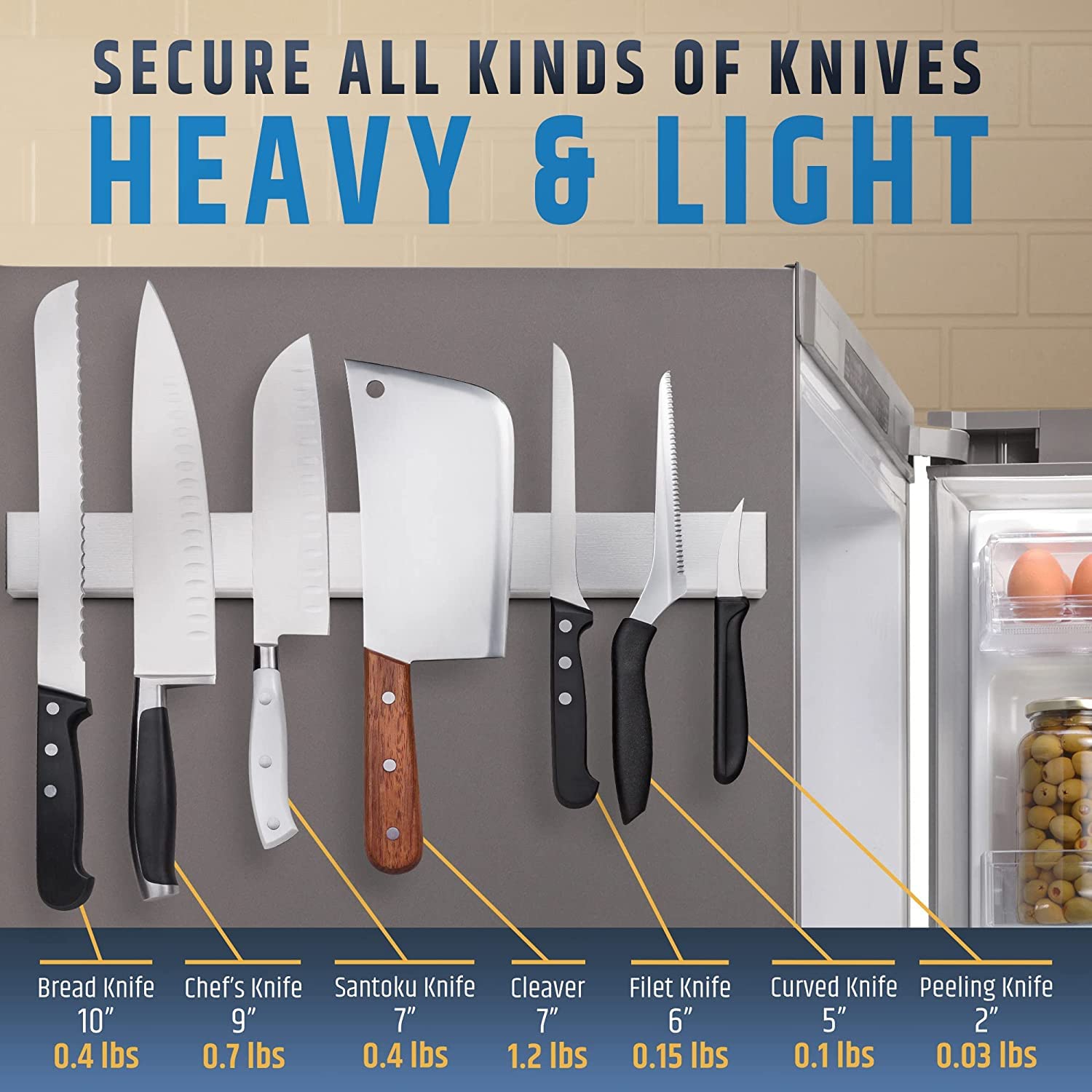 HMmagnets stylish stainless steel knife bar fits any kitchen