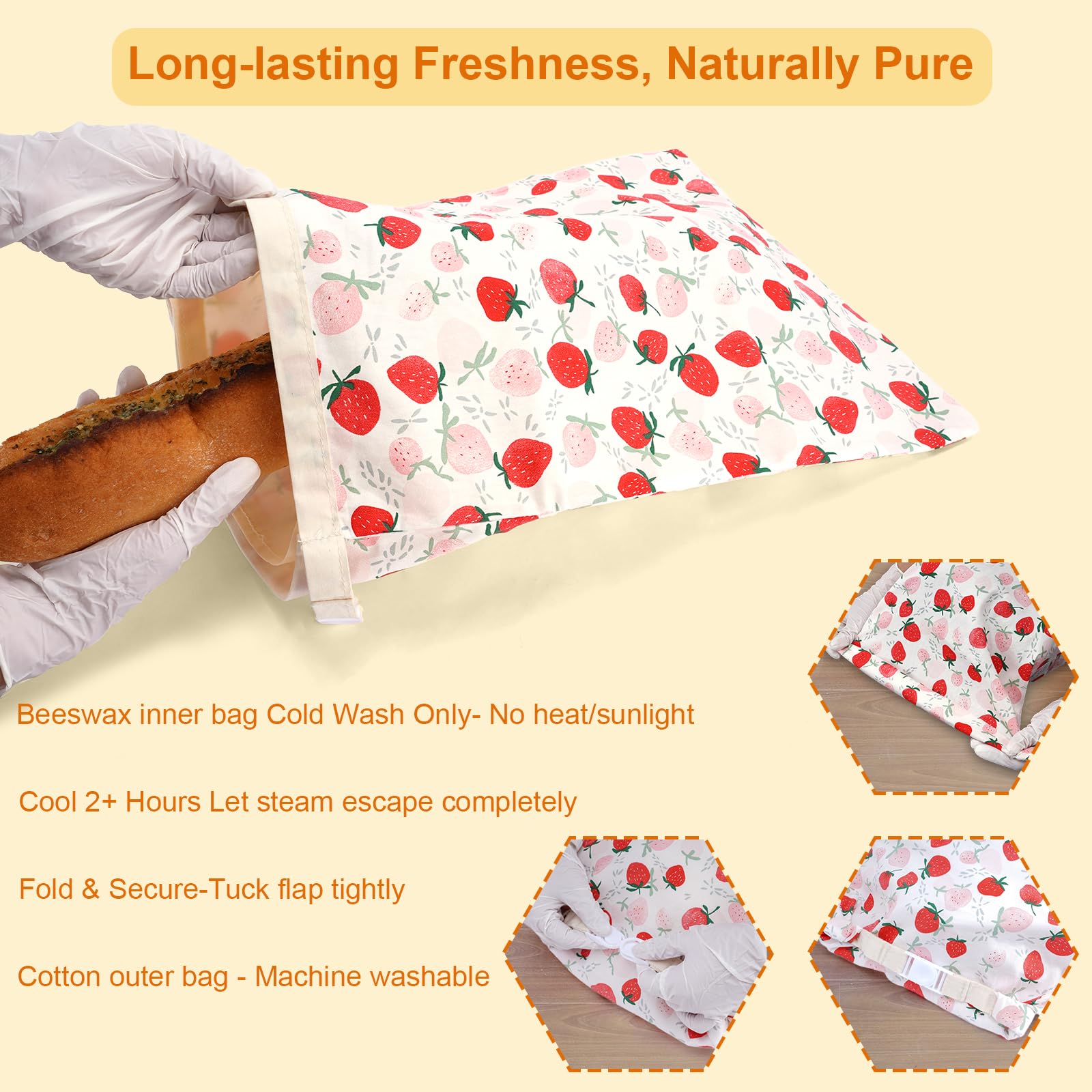 HMAZAE beeswax bag washable cotton outer is easy to clean.