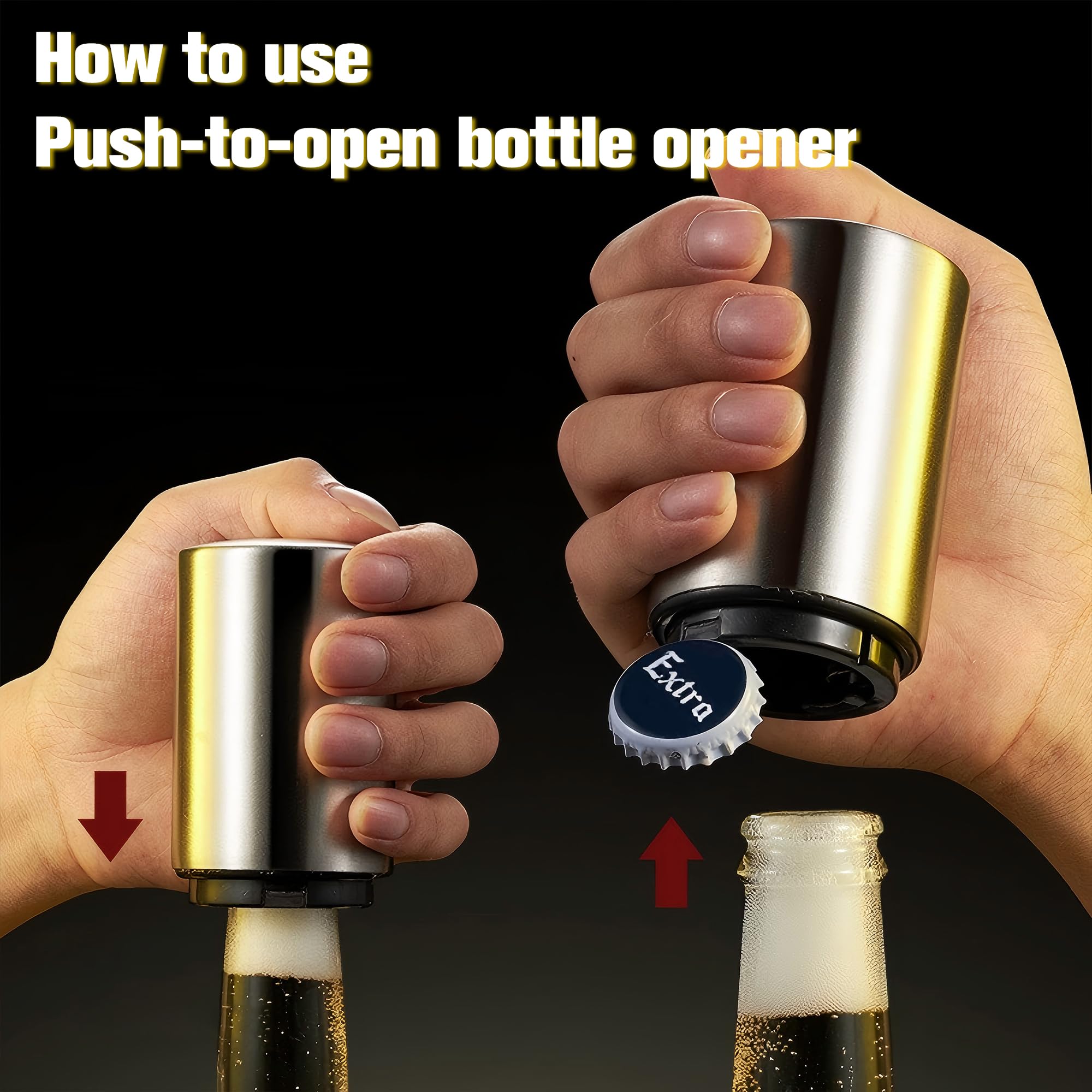 HMTIY home bar friendly opener with magnet and cap catcher for easy bottle prep