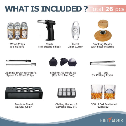 HMYBAR old-fashioned glass set enhances presentation when serving guests.