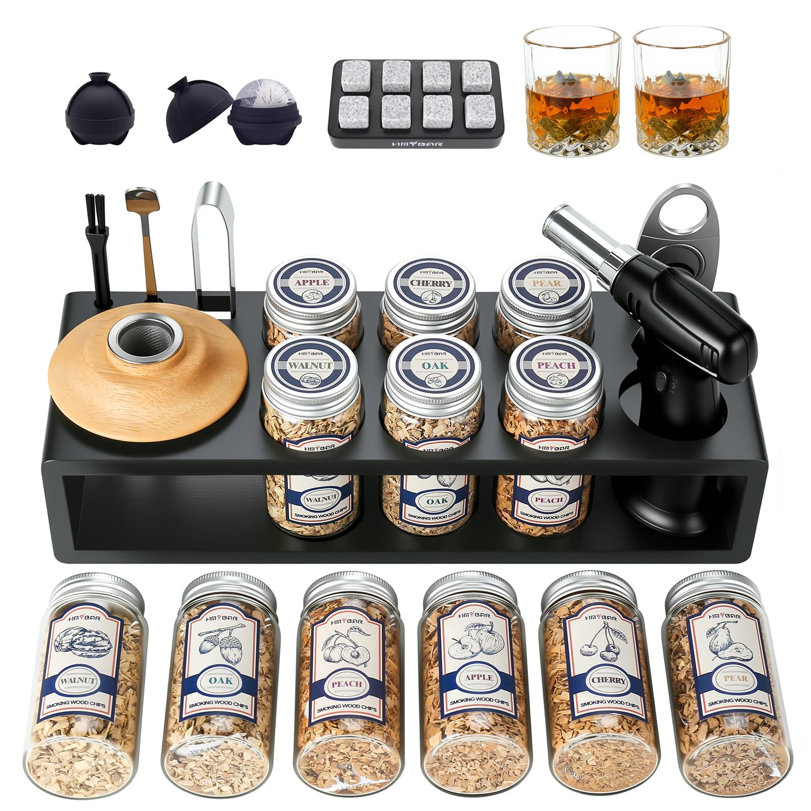 HMYBAR whiskey smoker kit with torch for elevated home cocktails.