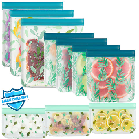 Hndnrxue 10-pack PEVA bags shown for organized kitchen storage and travel.