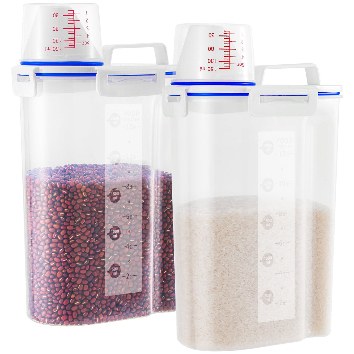 HNNJCK rice dispenser with closed lid keeps pantry items dust-free and organized.