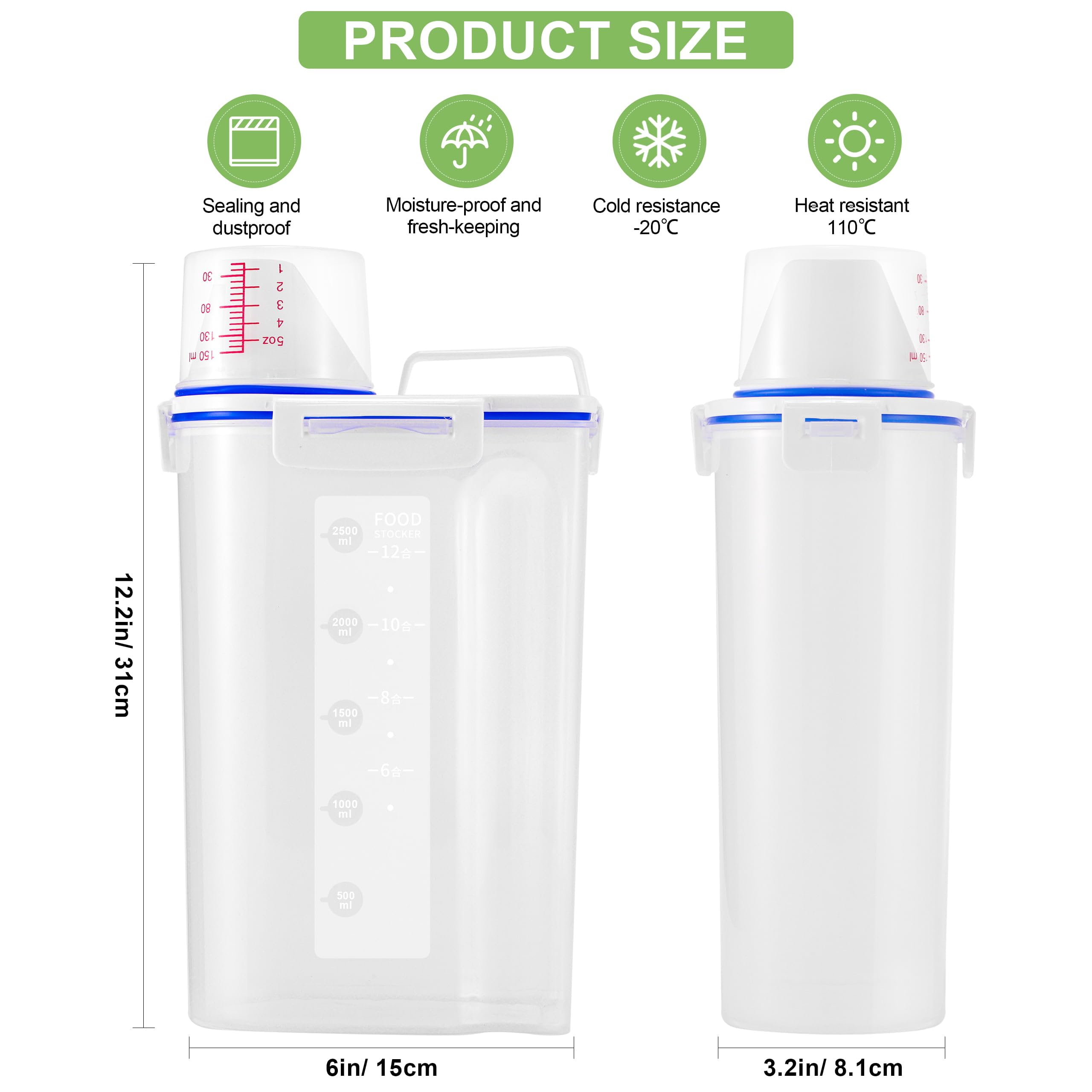 HNNJCK rice dispenser shows measuring cup for precise portions.