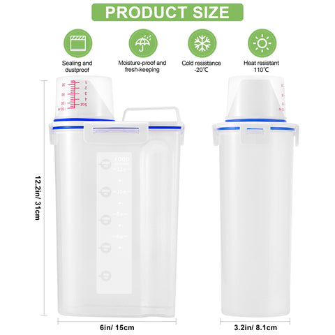 HNNJCK rice dispenser shows measuring cup for precise portions.