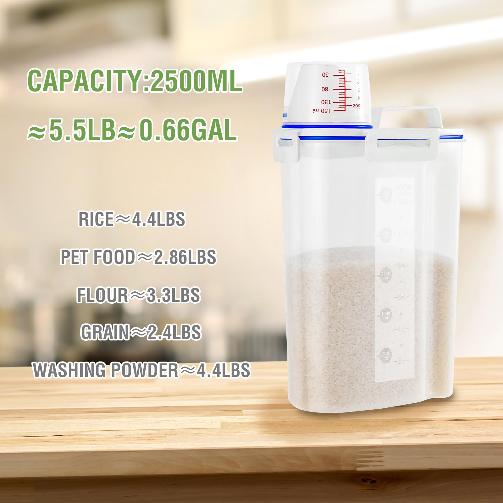 HNNJCK rice dispenser features a pour spout for controlled pouring.
