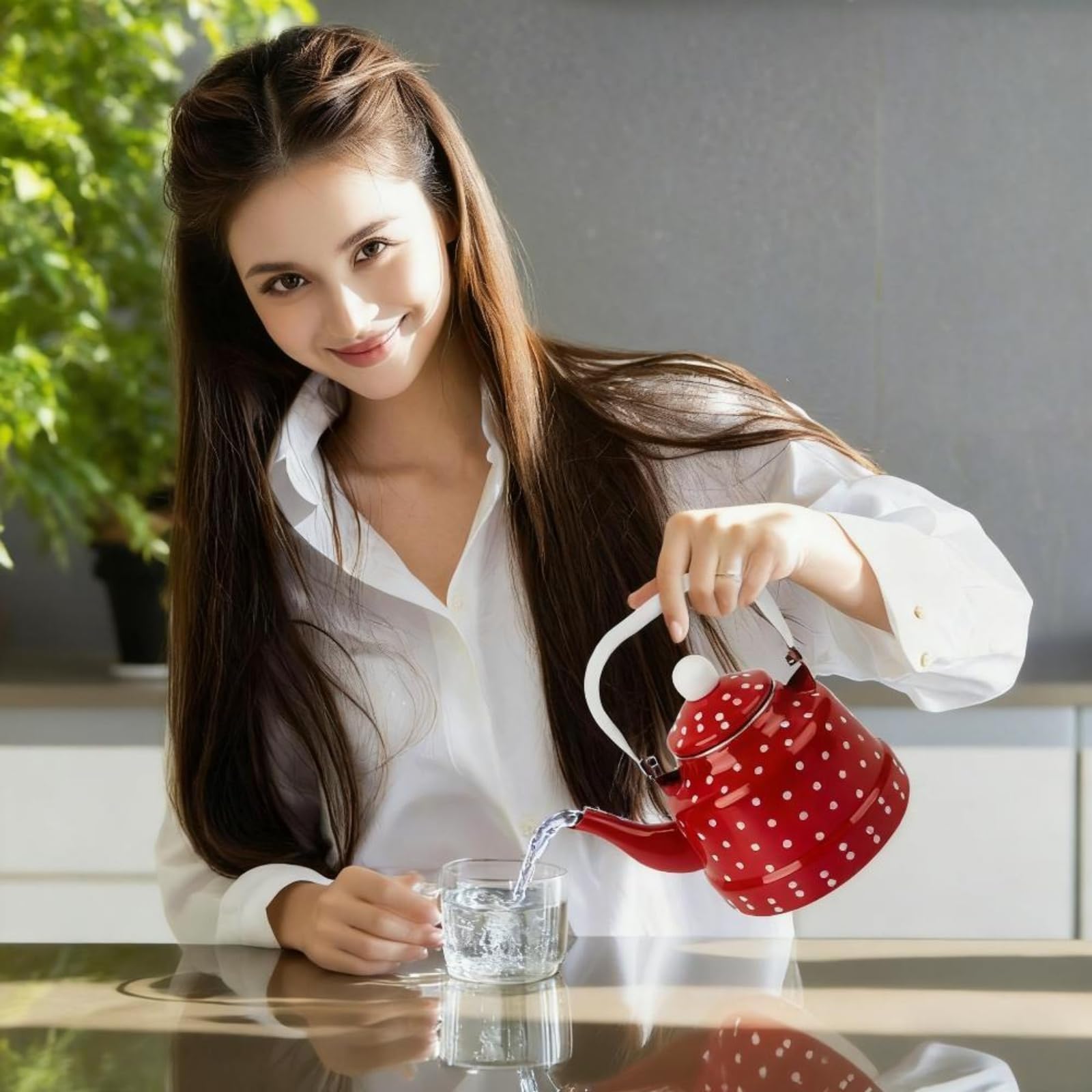 Hoceium tea kettle with induction base for even heating.