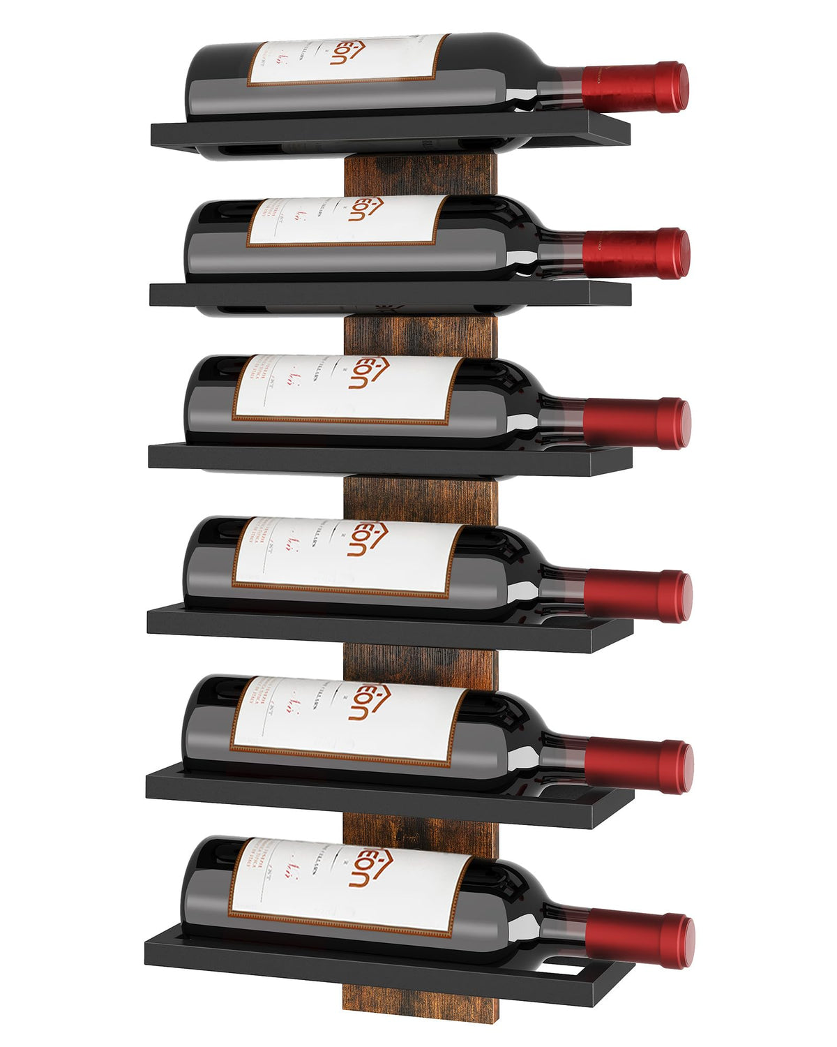 Hoctieon 6-tier wall mount wine rack displays six bottles