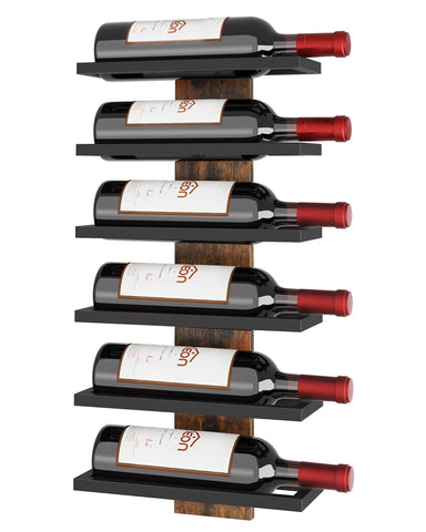 Hoctieon 6-tier wall mount wine rack displays six bottles