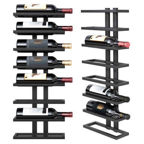 Hoctieon eight-tier wall-mount wine rack assembly showing sturdy metal construction for organized storage.