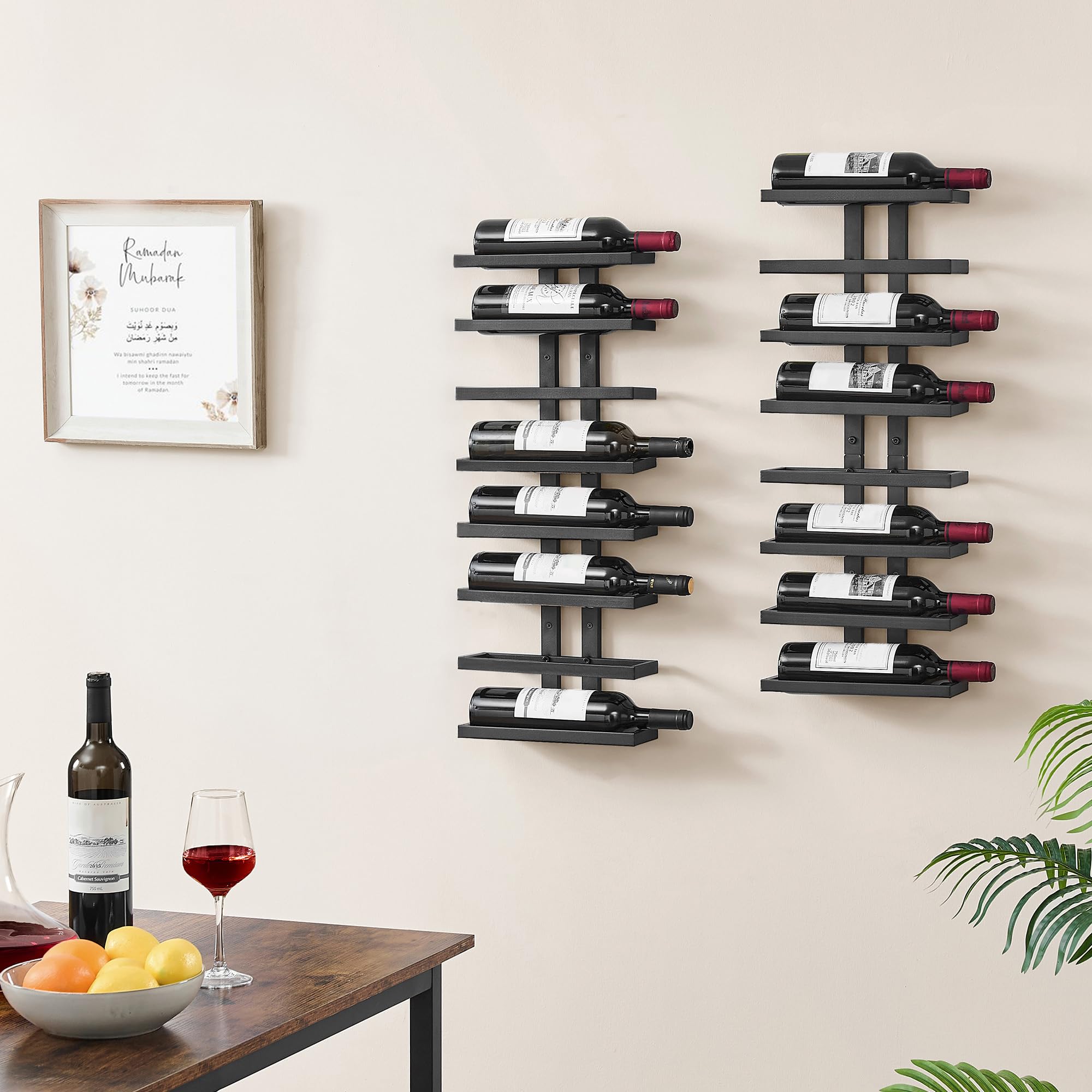Hoctieon dining room wall display mounted for an elegant bottle showcase.