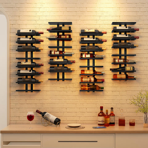 Hoctieon wall-mount wine rack close-up highlights solid welds for durable support.