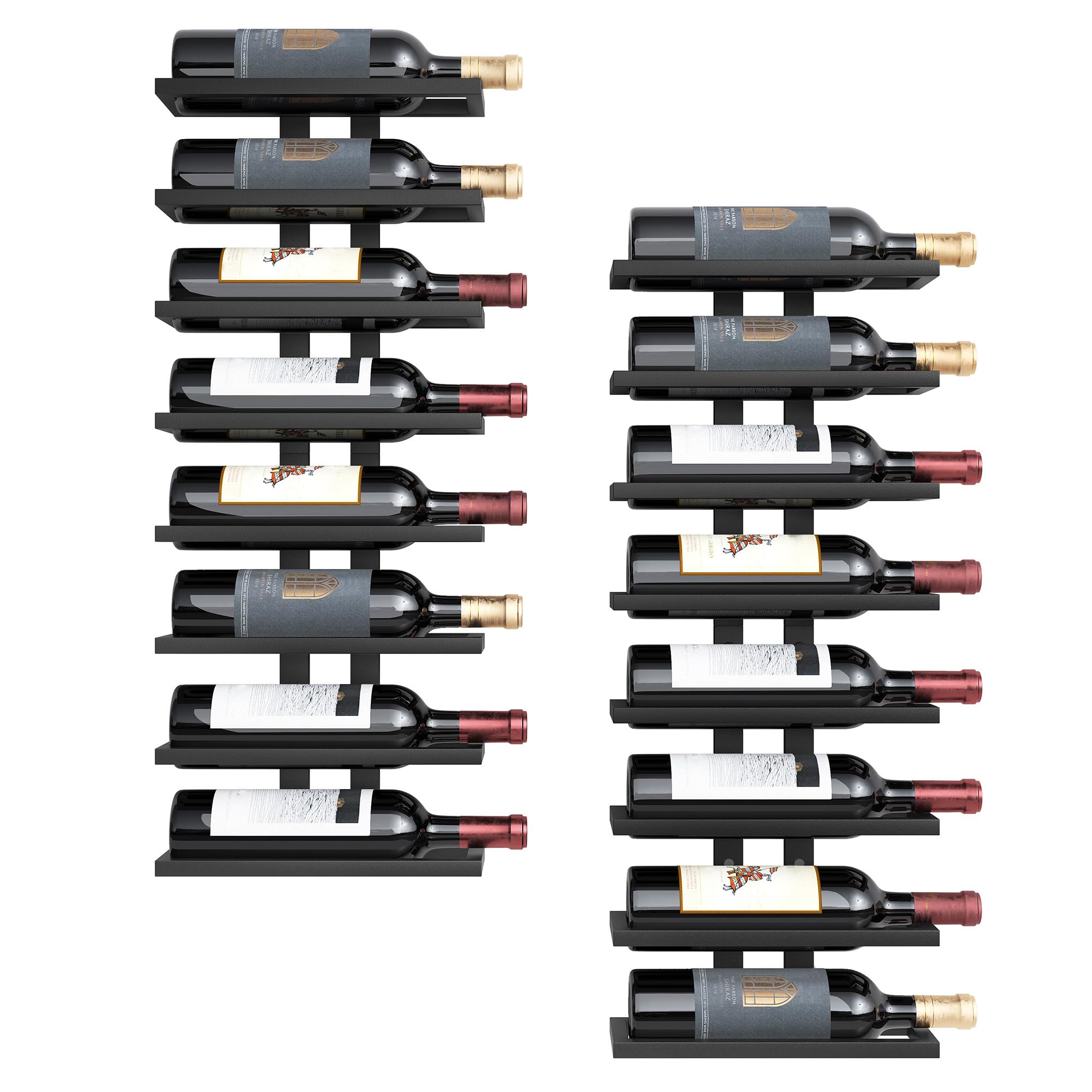 Hoctieon wall-mount wine rack 8-tier assembly shows sturdy metal construction for long-term use.