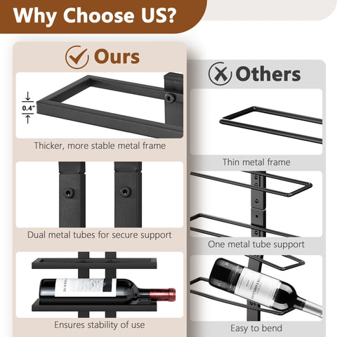 Hoctieon wine bottle holders close-up highlights organized kitchen or bar use.