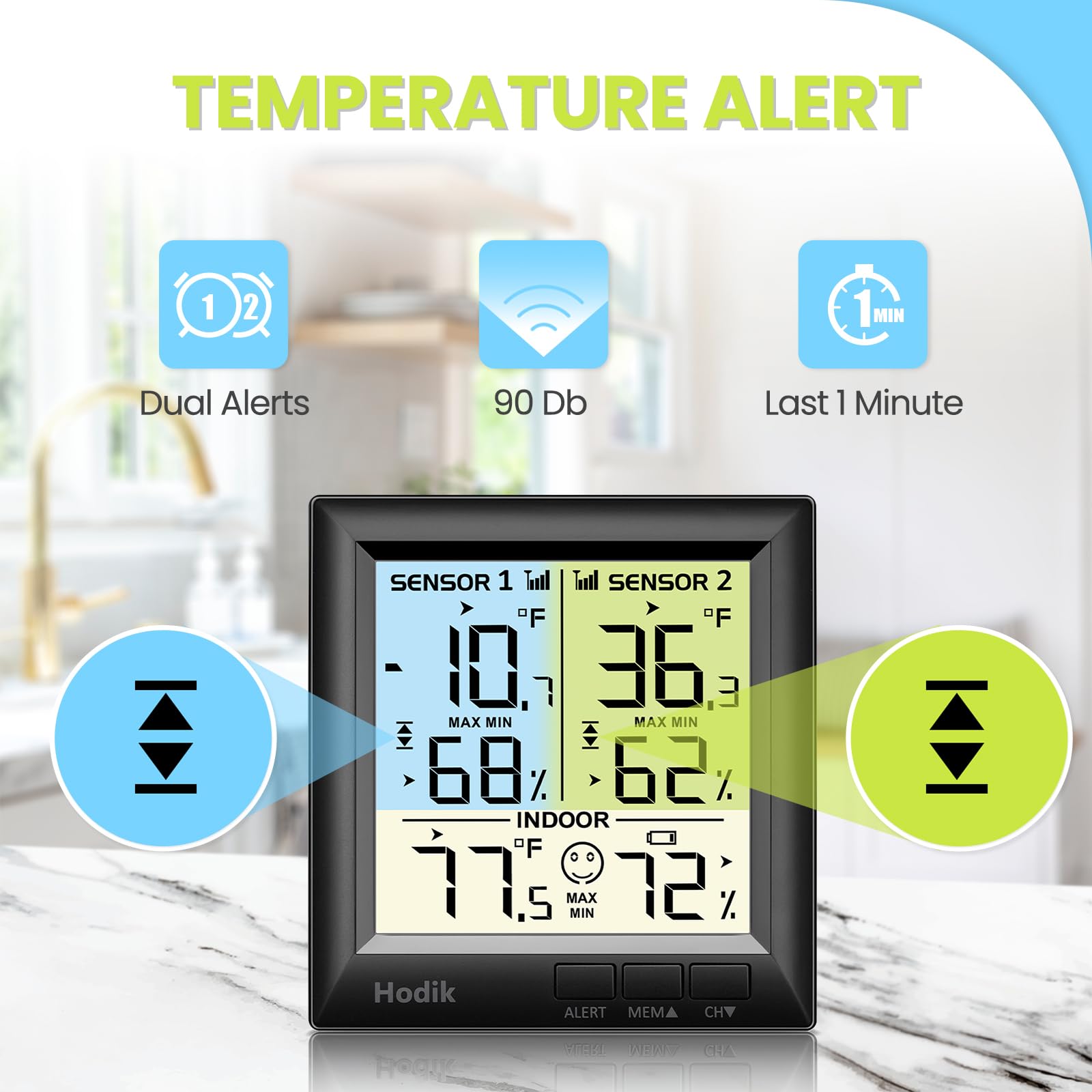 HODIK fridge/freezer remote range view for whole-kitchen monitoring