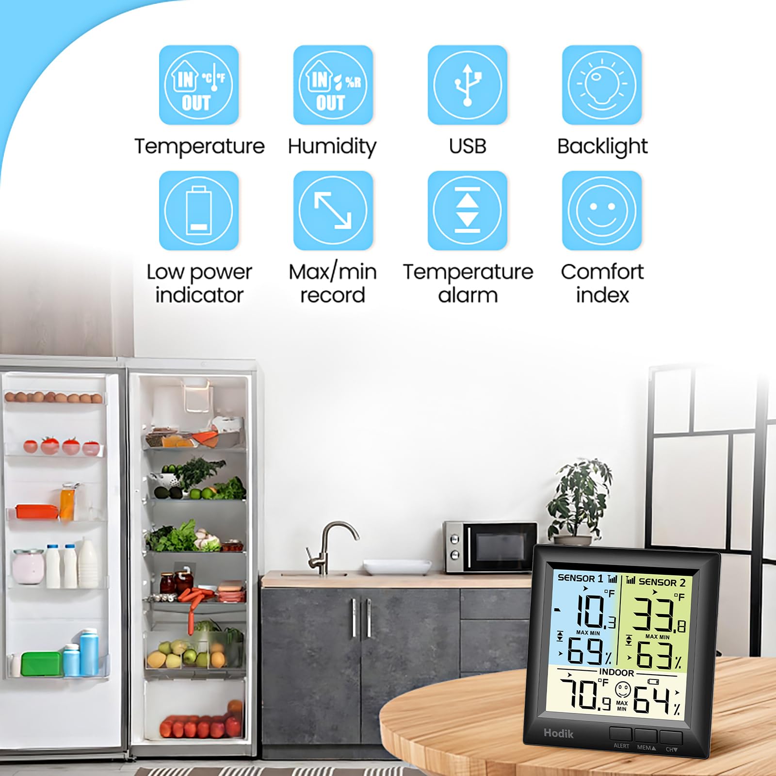 HODIK two-sensors setup enables fridge and freezer monitoring