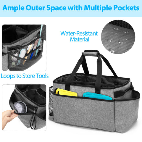 HODRANT Cleaning Caddy back pockets hold phones or chargers for on-the-go tasks.
