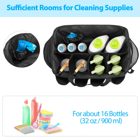 HODRANT Cleaning Caddy front pockets for bottles and tools, keeping essentials within reach.