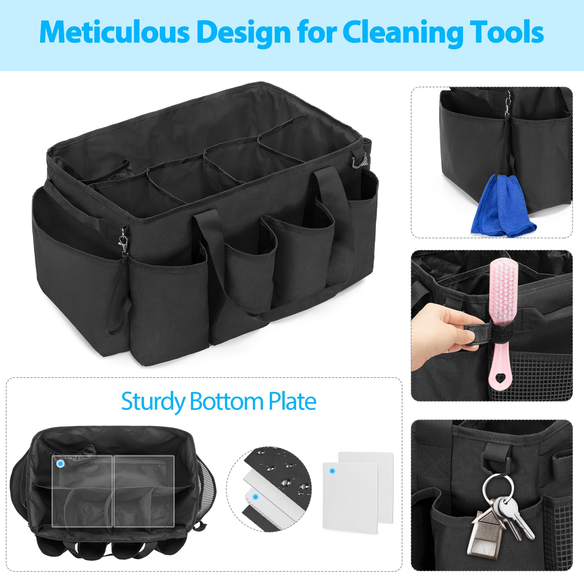 HODRANT cleaning caddy side straps for easy transport and securing items.