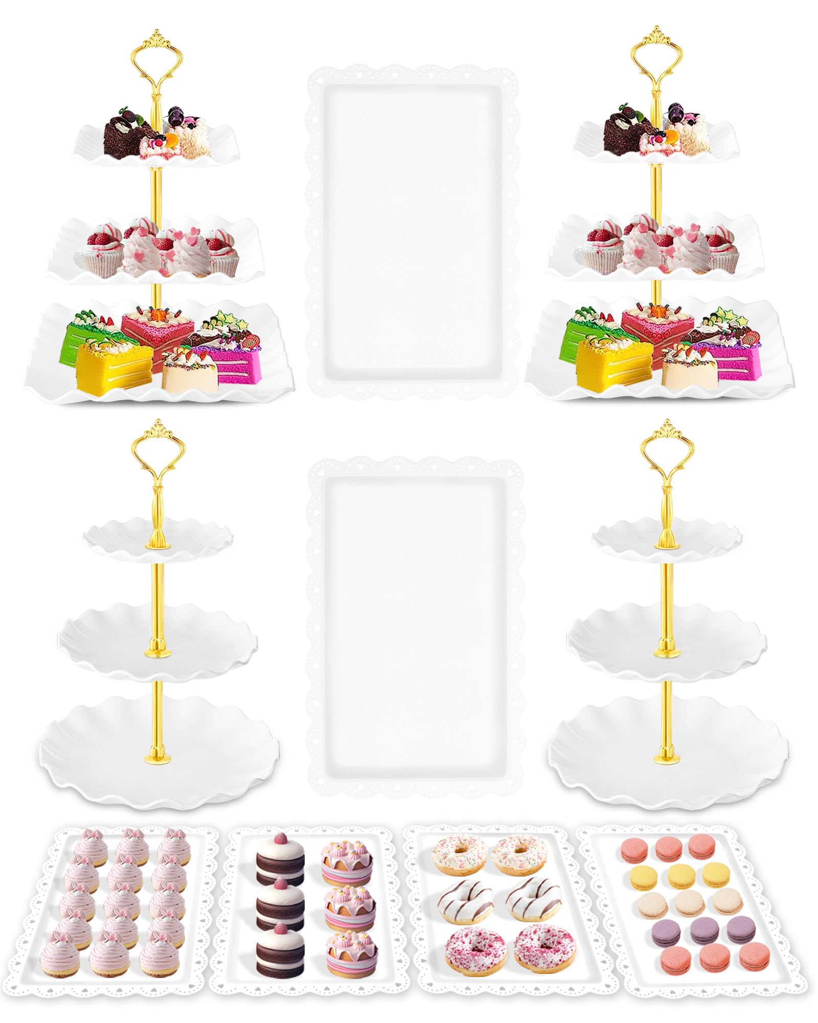 Hoedia four-tier cake stand tower displaying cupcakes for a stylish party