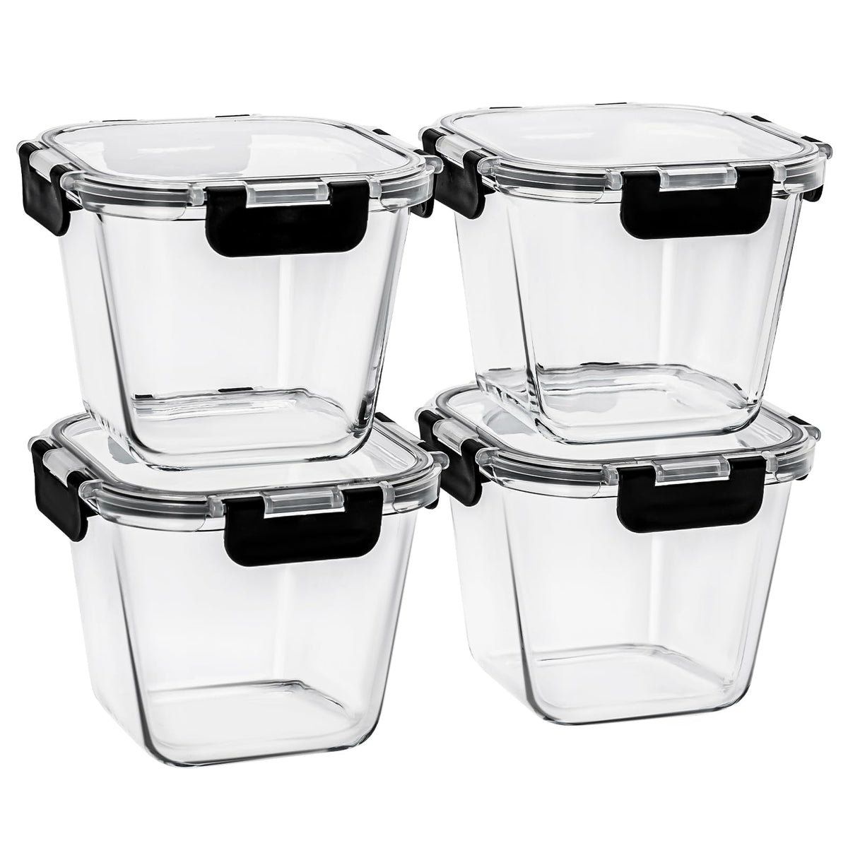 Hoenjuno 32 oz glass soup container with lid, stacked for easy meal prep.