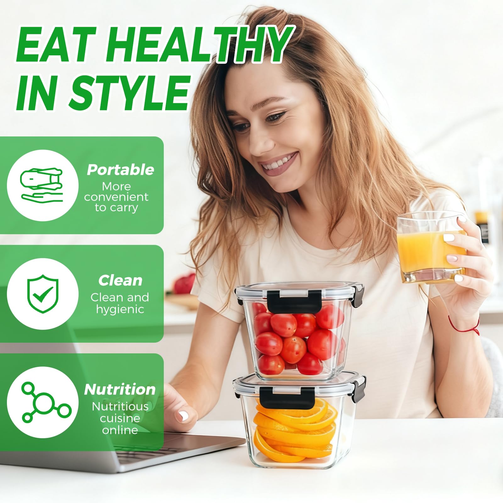 Hoenjuno stackable design saves kitchen space in fridge or cabinet.
