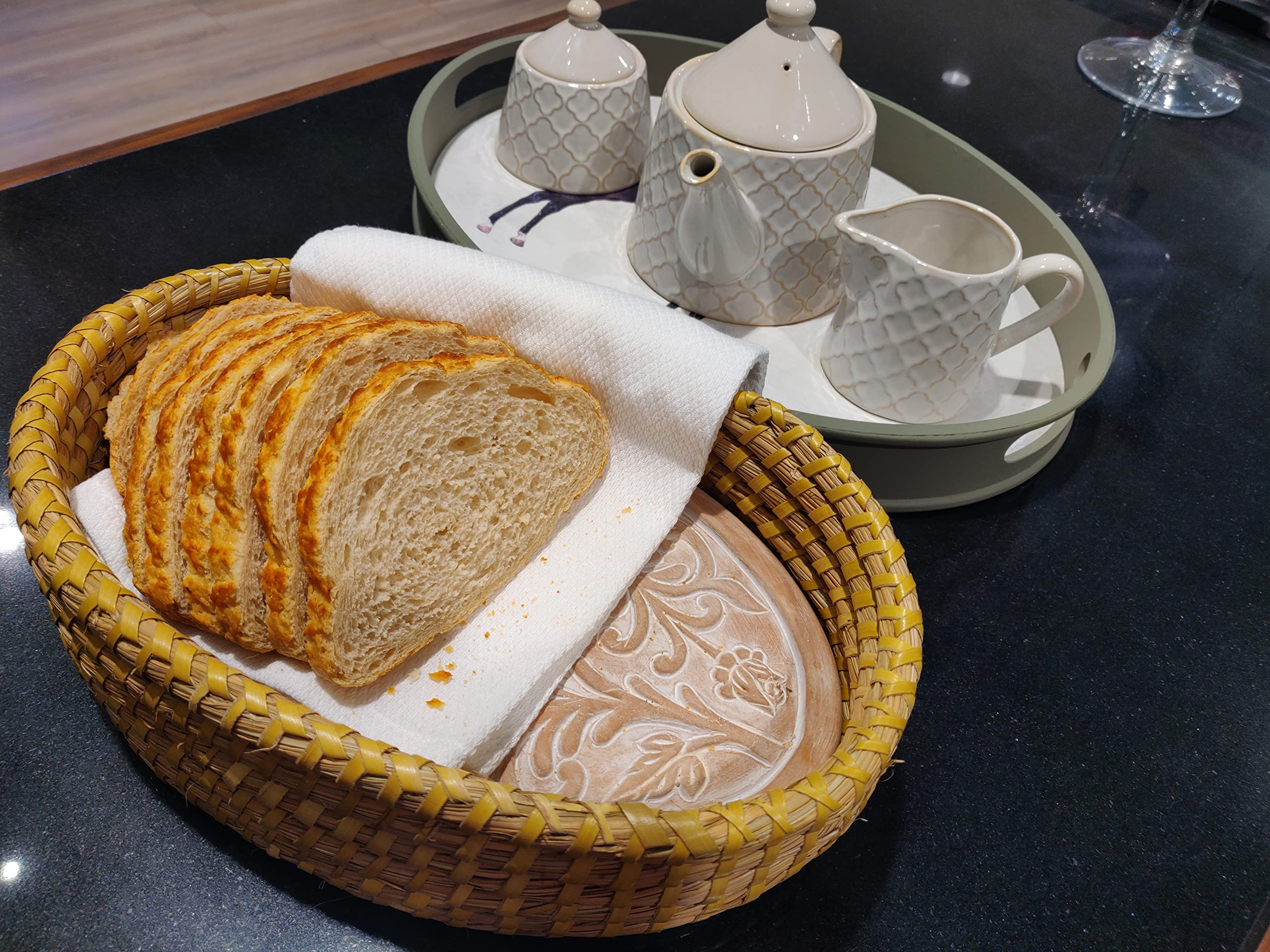 HofArtisan table setting with warm bread served in the warmer basket