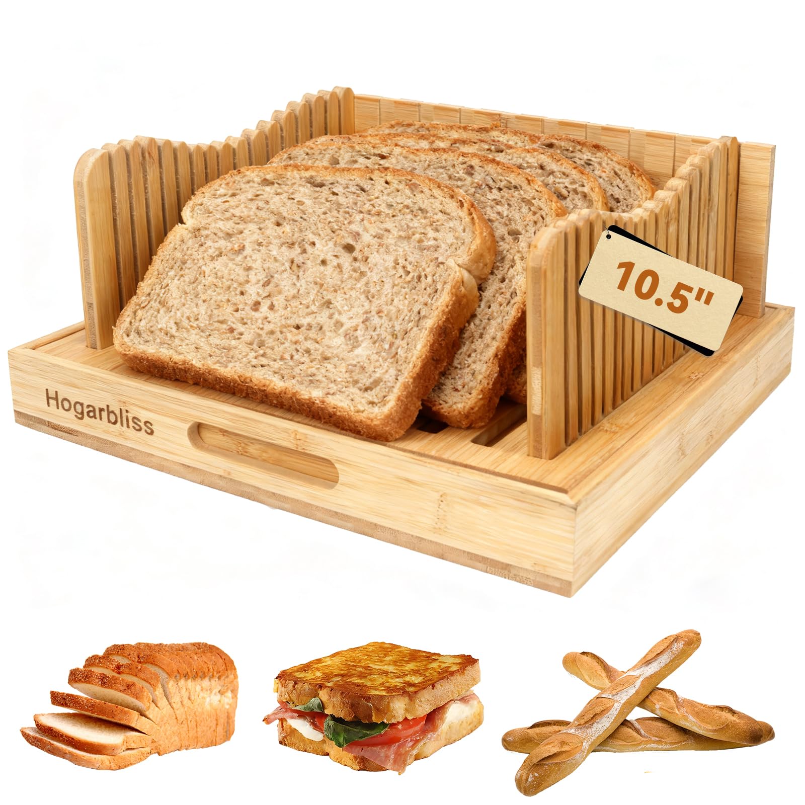 Hogarbliss bamboo bread slicer folded design for compact storage and portability