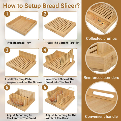 Hogarbliss bamboo bread slicer grooved handles for a secure grip