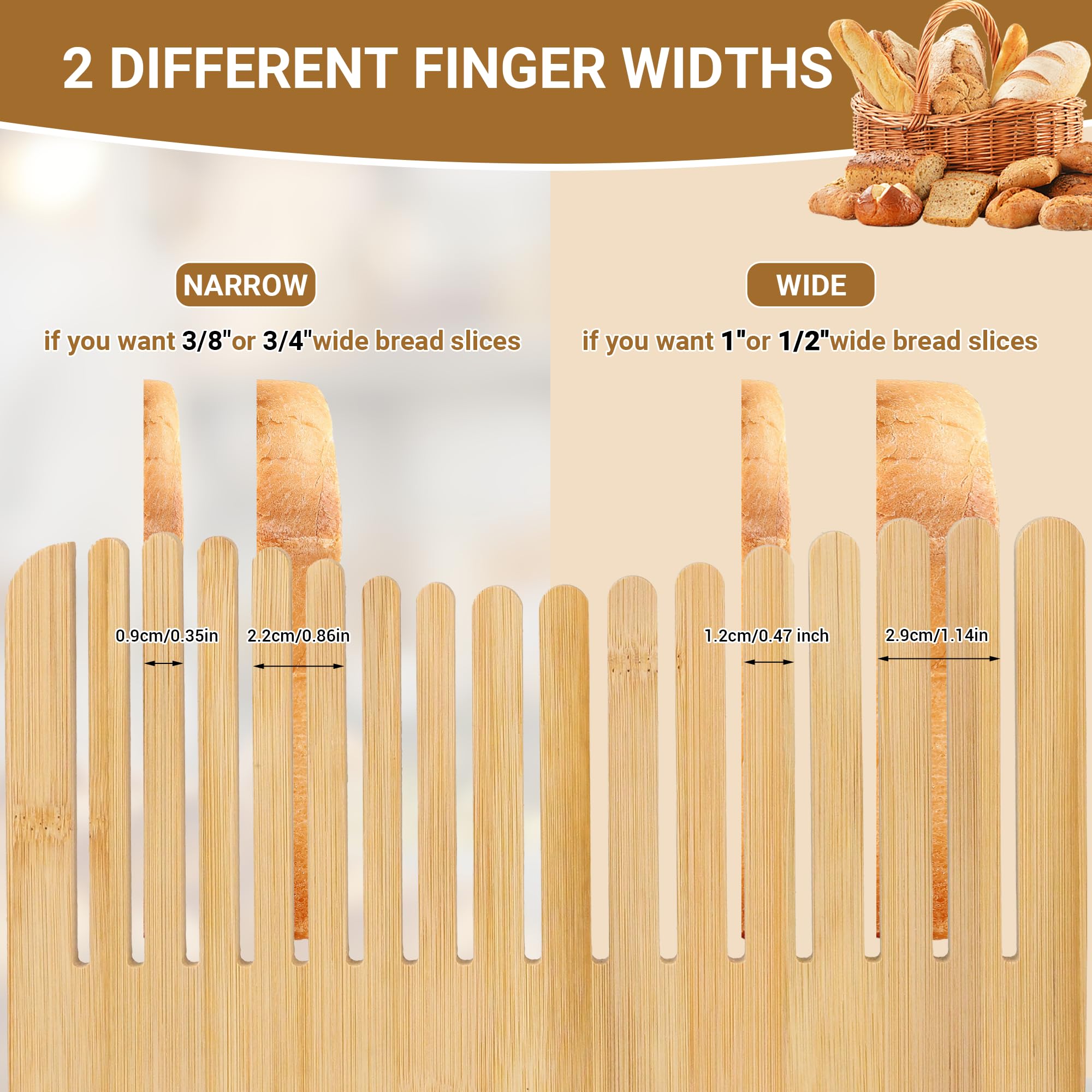 Hogarbliss bamboo bread slicer wide slot fits loaves up to 10 inches
