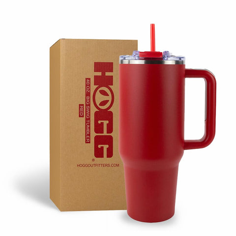 HOGG Big Swig 40oz tumbler with red handle for bold hydration on the go.