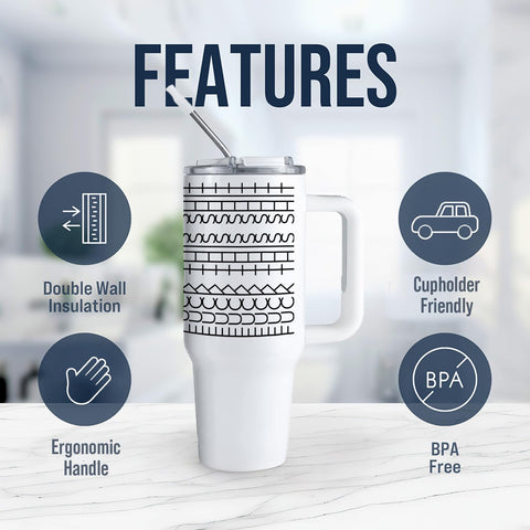 Hogg 40oz Insulated Tumbler highlights steel construction and temperature retention.