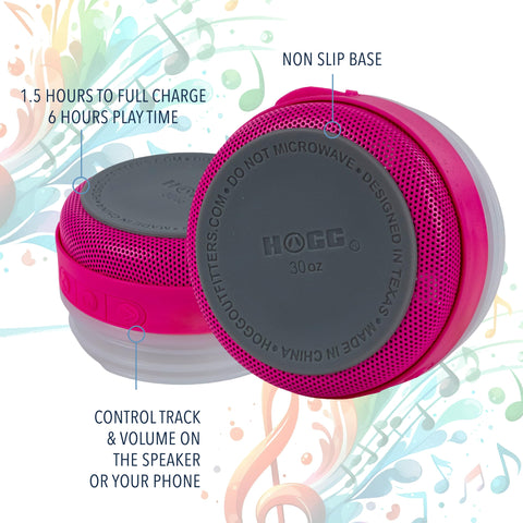 Hogg tumbler with straw pink angle view for easy sipping.