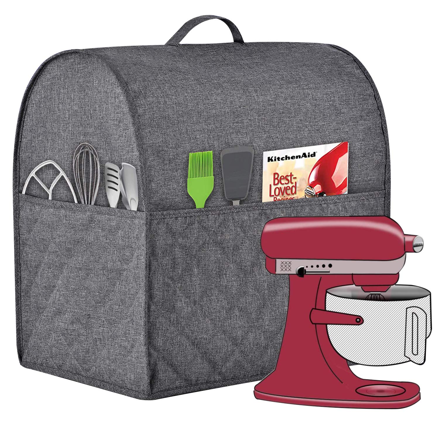 HOHUO stand mixer dust cover with KitchenAid fit protects against dust and splashes.