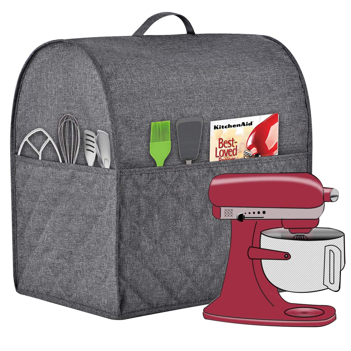 HOHUO stand mixer dust cover with KitchenAid fit protects against dust and splashes.