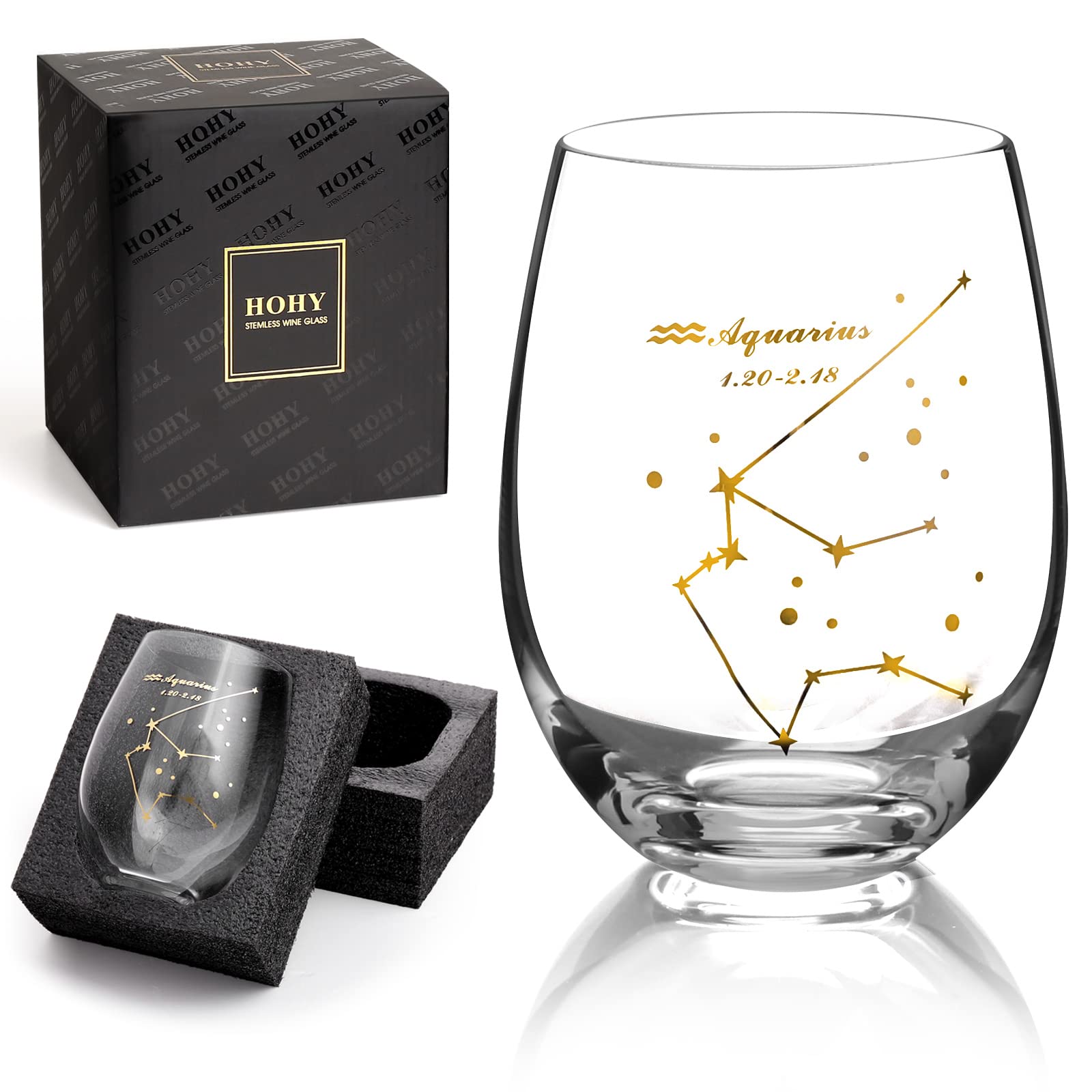 HOHY Aquarius 20oz constellation wine glass for elegant, lead-free sipping