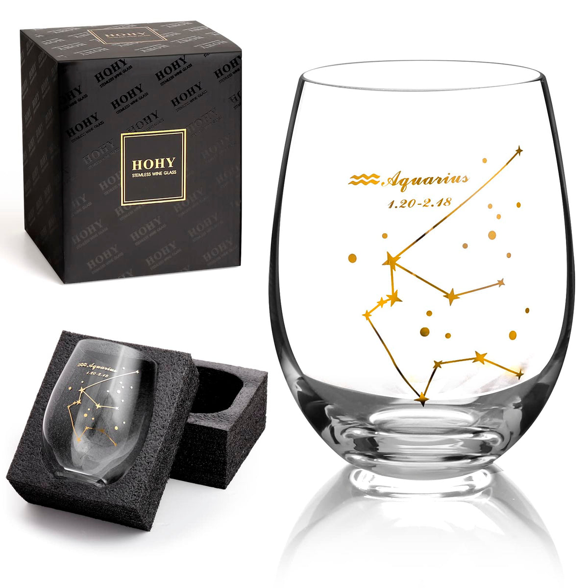 HOHY Aquarius 20oz constellation wine glass for elegant, lead-free sipping