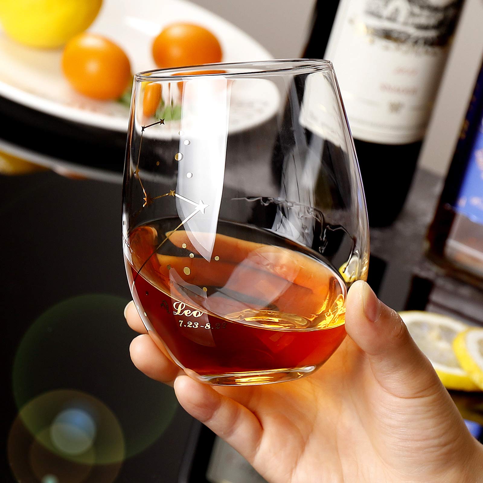 HOHY constellation wine glass with golden finish for festive dining