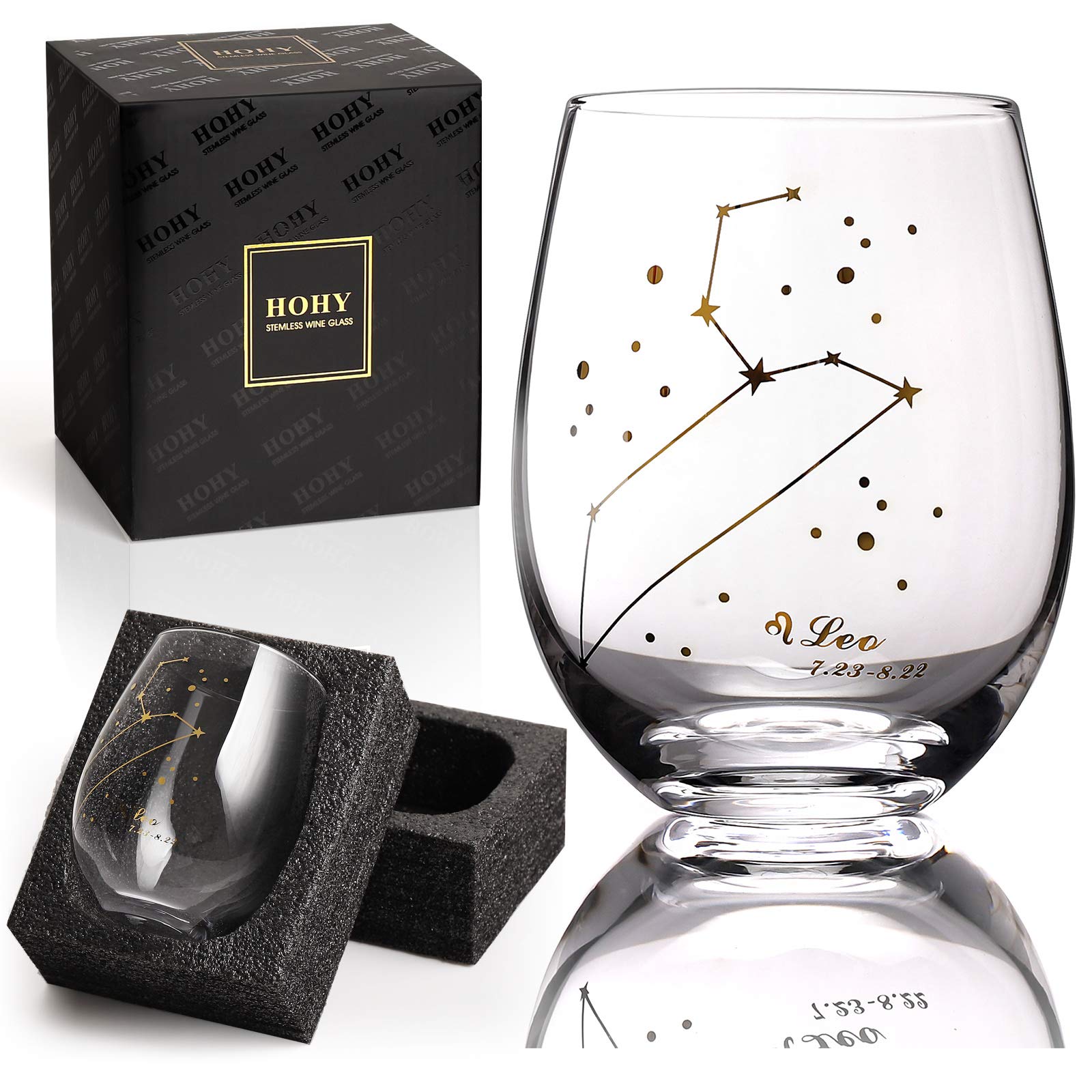 HOHY Leo zodiac wine glass 20oz with constellation design for refined sipping