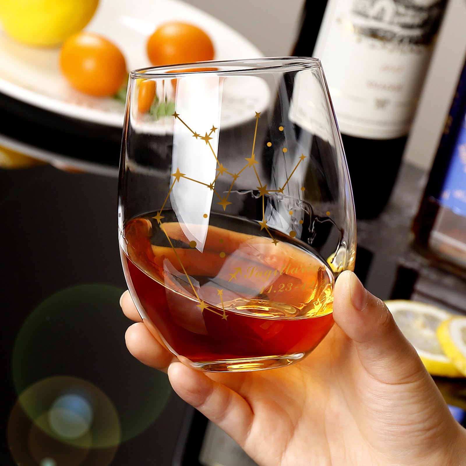 HOHY Sagittarius constellation glass highlights star pattern for personalized gifting