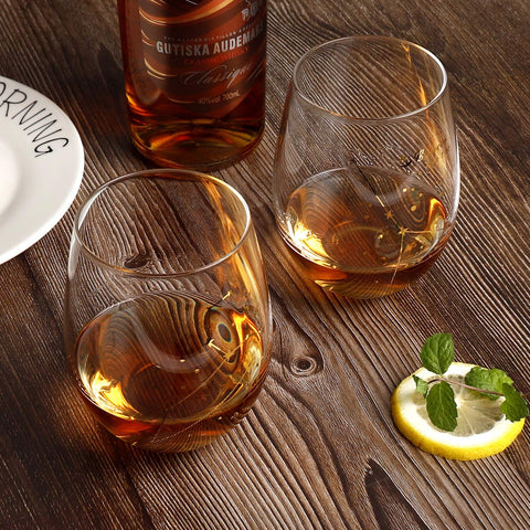 HOHY stemless wine glass with a durable wide base for stability