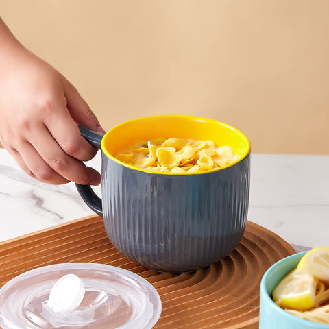 Hoilse microwave-safe ceramic bowl gray heats soups quickly and evenly.
