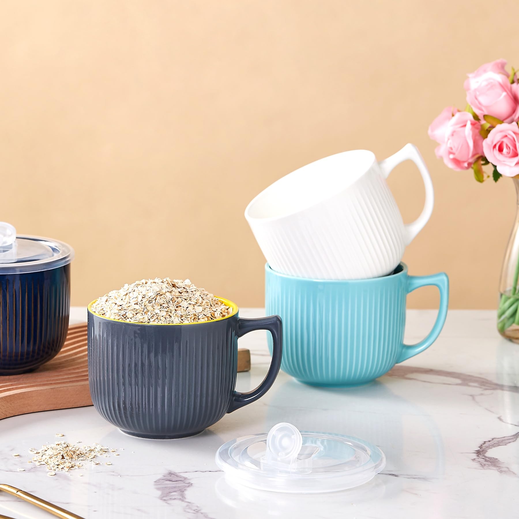 Hoilse blue soup bowls ideal for leftovers and casual meals.