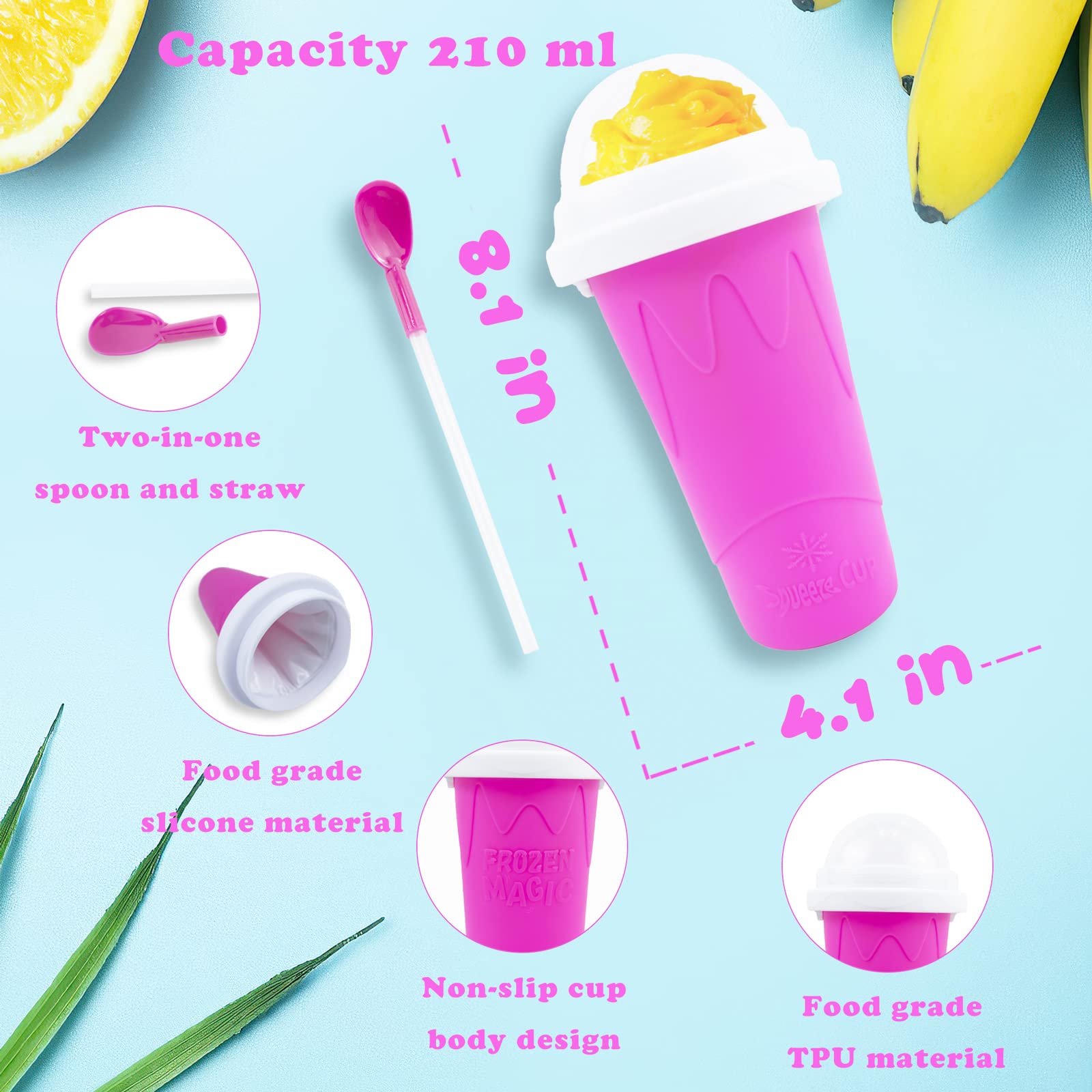 Hoinvaet Magic Slushy Maker Cup pink supports easy family activities at home