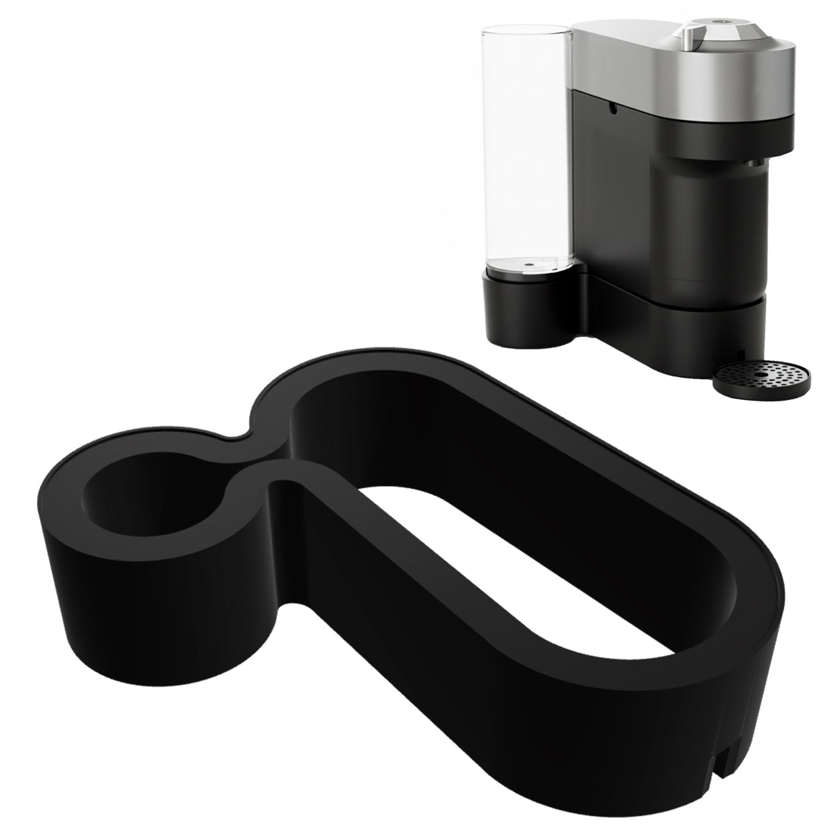 HOKKIEAM Vertuo Pop+ riser, front view, stabilizes taller mugs like YETI 20 oz.