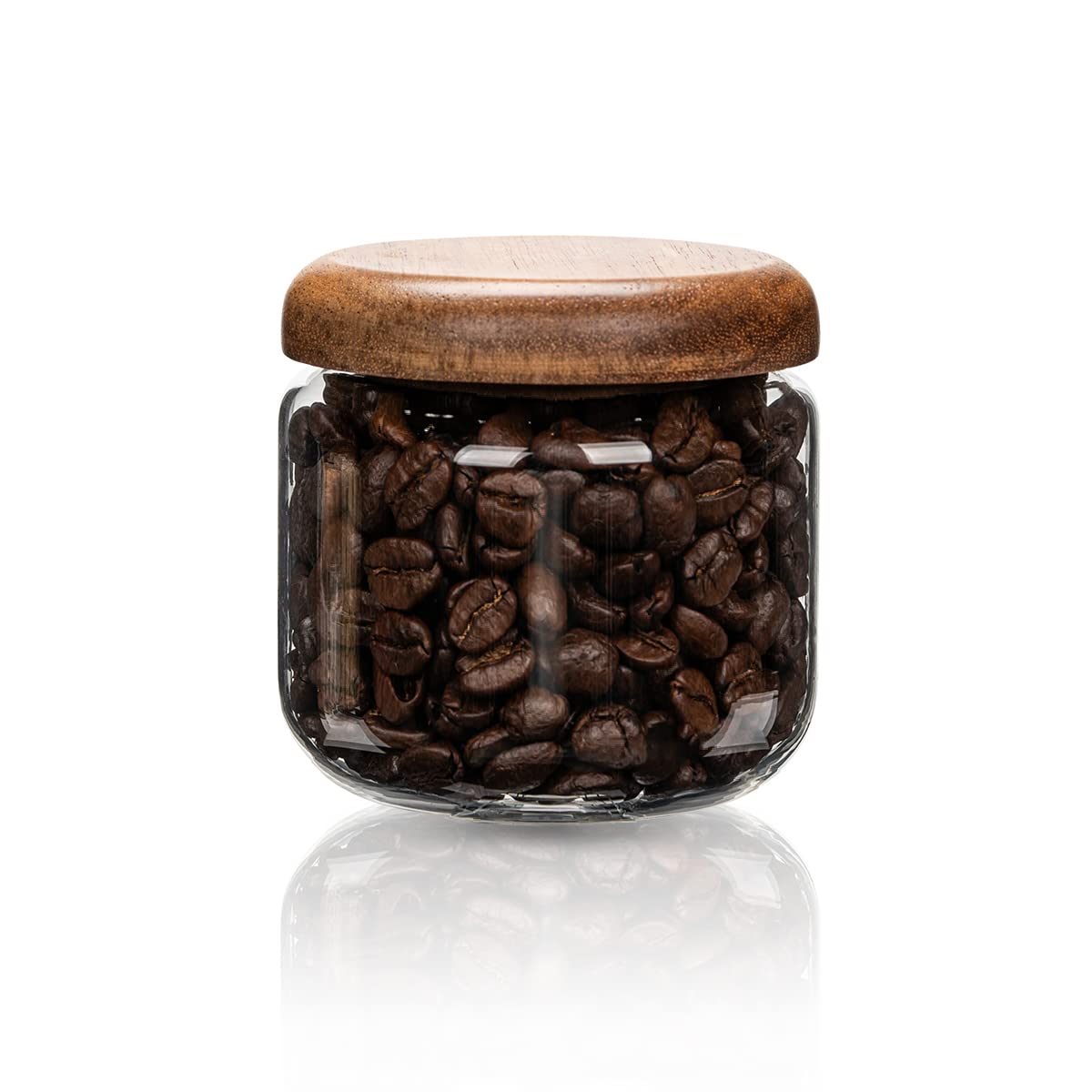 HolaJia glass jar with wooden lid 14oz, ideal for pantry organization.